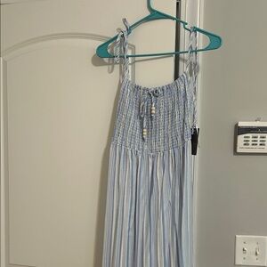Blue and White Striped Maxi Dress
